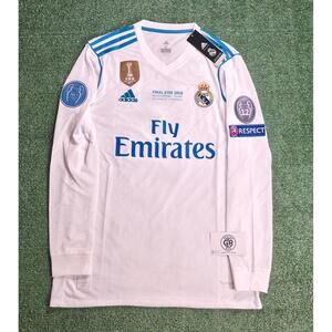 Real Madrid Ronaldo #7 2017/18 UCL Final Jersey – Retro Long Sleeve Size Large
